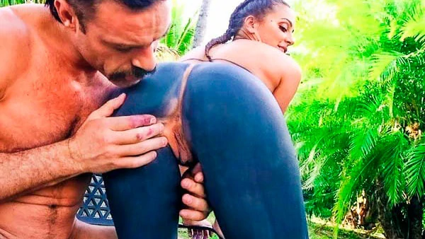 Naked body prank porn in the park by Abigail Mac and Charles Dera