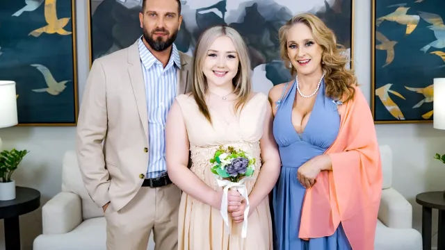 Anxiety before the altar drowned in a fuck with stepmother and stepfather