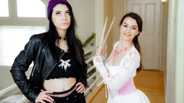 Quiet and rebellious: Stepsisters fight over stepdad's mature dick