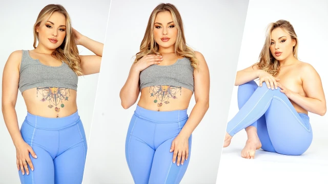 Yoga blonde gave herself to a guy with ripped tights and an orgasm