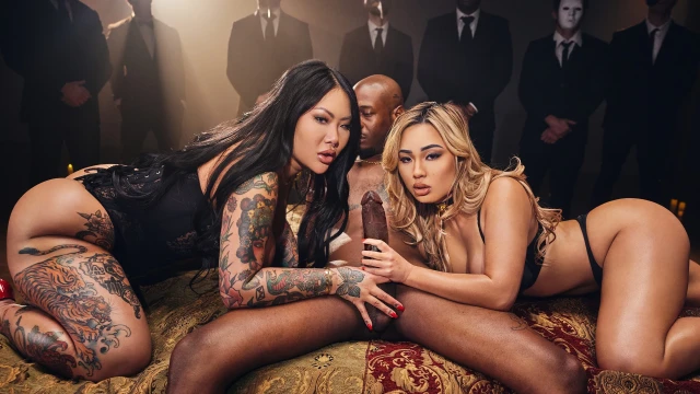 Elite Masquerade: Lush Asian women gave themselves to black cock at a private sex party